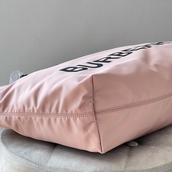 Burberry Medium Logo Print Nylon Tote in Rose Beige - Picture 7 of 13